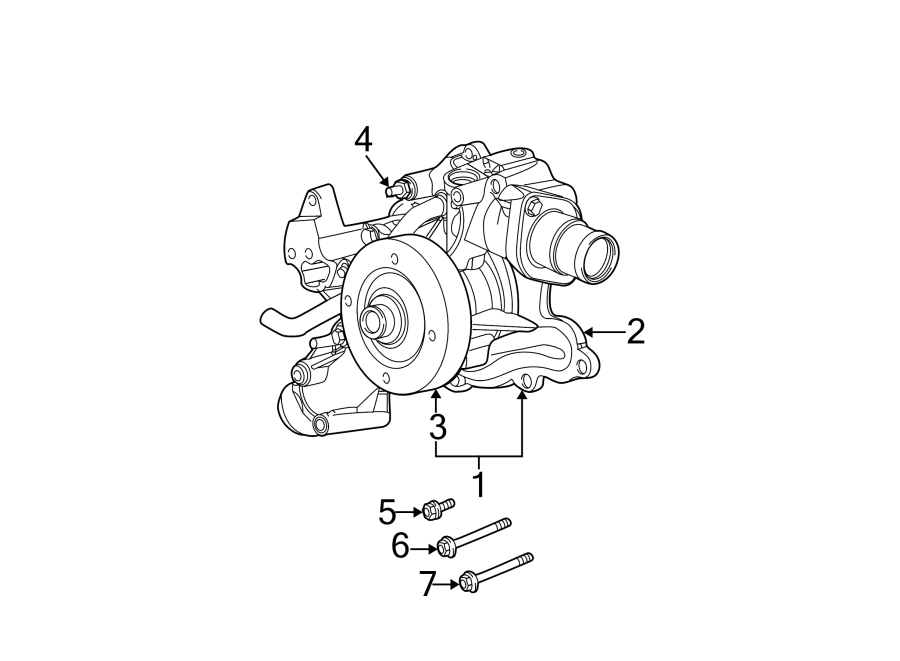 Diagram WATER PUMP. for your 2018 Jeep Grand Cherokee 6.4L HEMI V8 A/T AWD SRT Sport Utility 