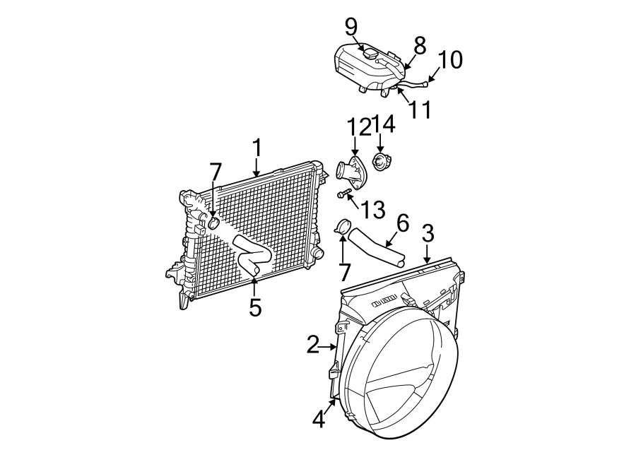 Diagram Radiator & components. for your 2019 Jeep Wrangler   