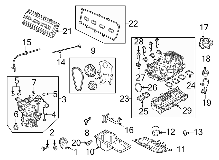 Diagram ENGINE PARTS. for your Dodge Ram 1500  