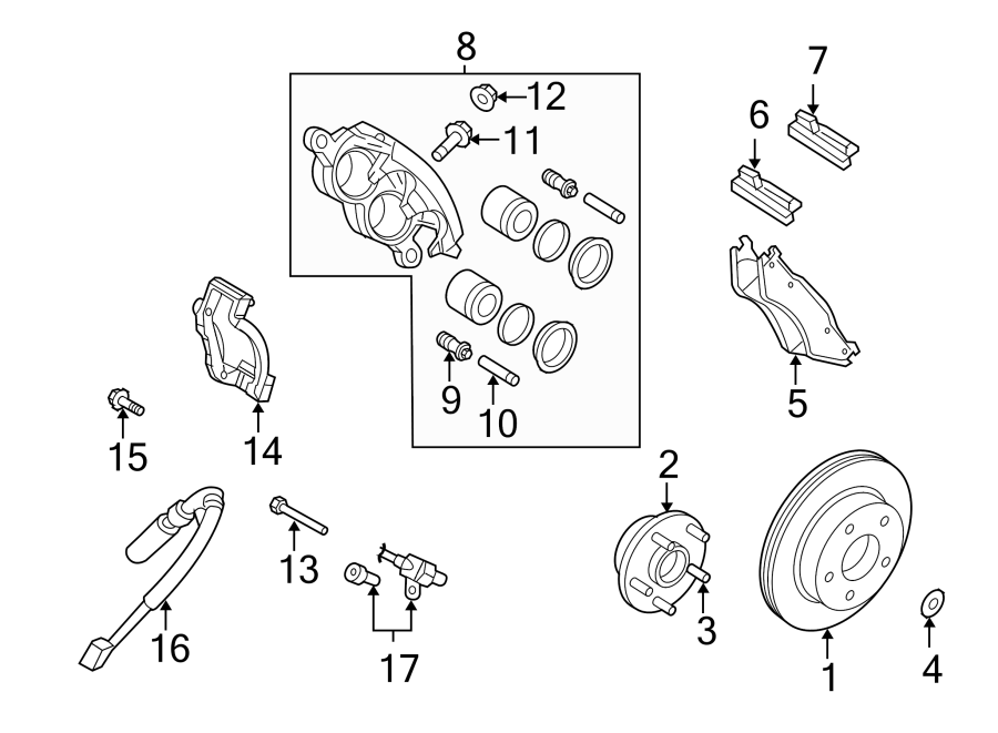 11FRONT SUSPENSION. BRAKE COMPONENTS.https://images.simplepart.com/images/parts/motor/fullsize/TA02342.png