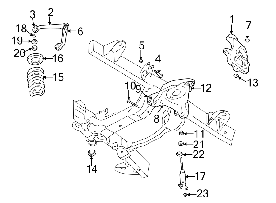 Diagram FRONT SUSPENSION. SUSPENSION COMPONENTS. for your 2024 Ram ProMaster 1500   