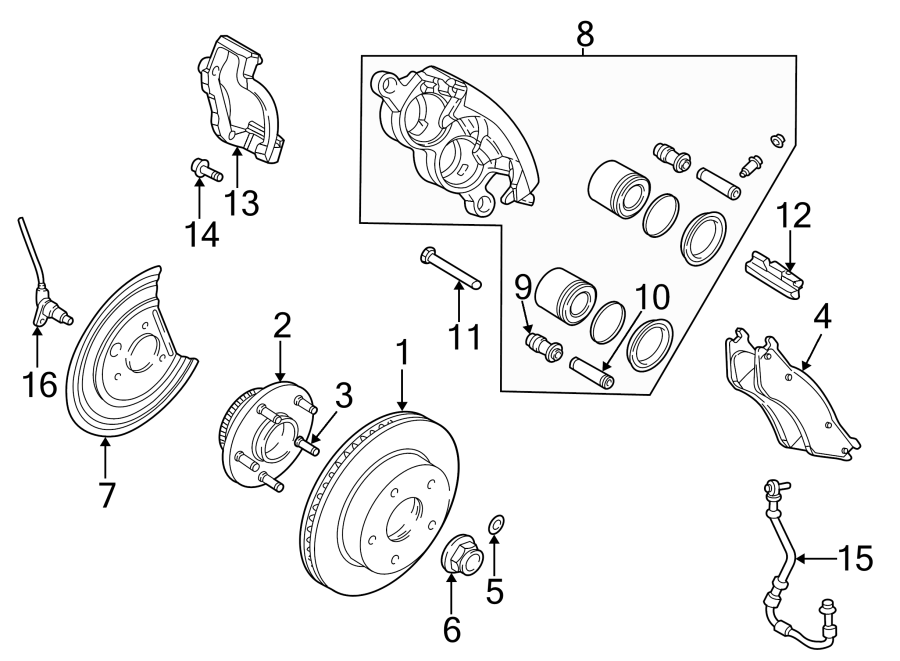 7Front suspension. Brake components.https://images.simplepart.com/images/parts/motor/fullsize/TA02355.png