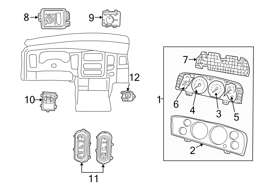 1INSTRUMENT PANEL. CLUSTER & SWITCHES.https://images.simplepart.com/images/parts/motor/fullsize/TA02495.png