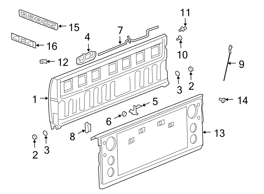 Diagram PICK UP BOX. EXTERIOR TRIM. for your Dodge Ram 1500  