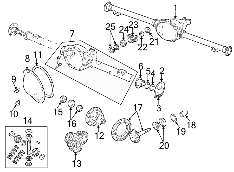 Diagram REAR SUSPENSION. AXLE HOUSING. for your 2022 Ram 2500   