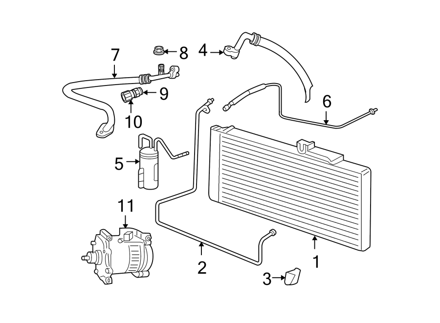 Air conditioner & heater. Compressor & lines. Condenser.