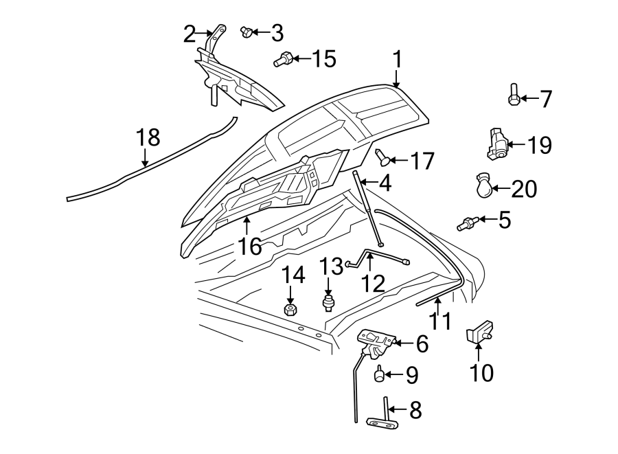 Diagram HOOD & GRILLE. HOOD & COMPONENTS. for your 2024 Ram ProMaster 3500   