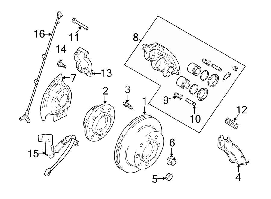 Diagram FRONT SUSPENSION. BRAKE COMPONENTS. for your 2020 Ram 2500 6.7L 6 cylinder DIESEL A/T 4WD Limited Crew Cab Pickup Fleetside 