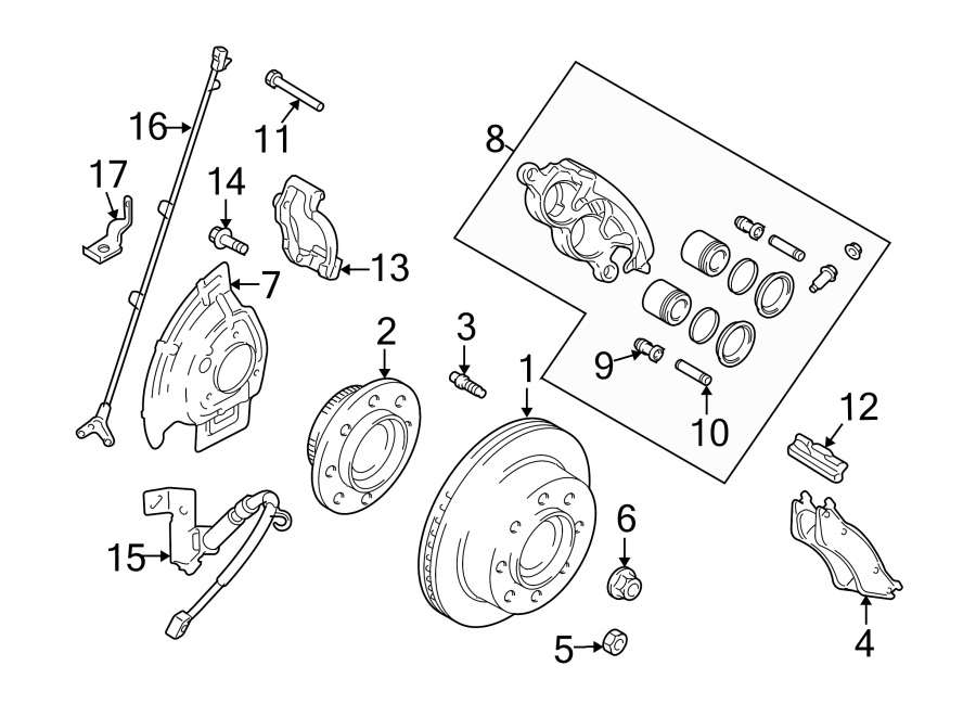 15FRONT SUSPENSION. BRAKE COMPONENTS.https://images.simplepart.com/images/parts/motor/fullsize/TA06315.png