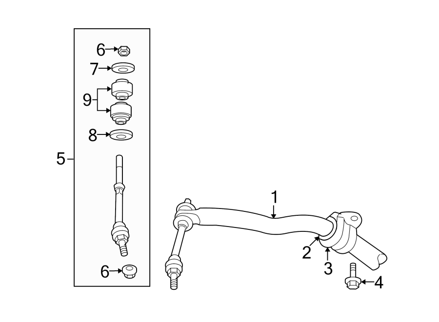 Diagram FRONT SUSPENSION. STABILIZER BAR & COMPONENTS. for your Dodge Ram 2500  