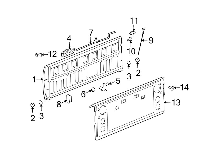 Diagram PICK UP BOX. TAIL GATE. for your Dodge Ram 1500  