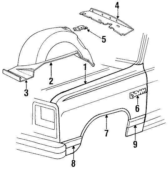 EXTERIOR TRIM. FENDER & COMPONENTS. Diagram