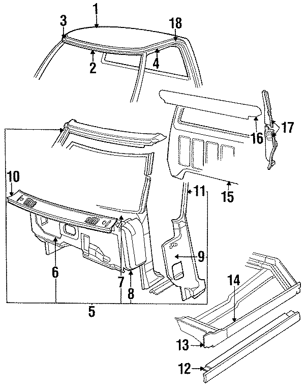 1COWL. EXTERIOR TRIM. HINGE PILLAR. REAR PANELS. ROCKER. ROOF.https://images.simplepart.com/images/parts/motor/fullsize/TA90230.png