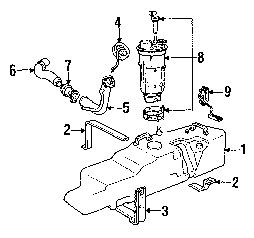 Diagram FUEL SYSTEM COMPONENTS. for your 1989 Dodge W350 Base Cab & Chassis Fleetside  