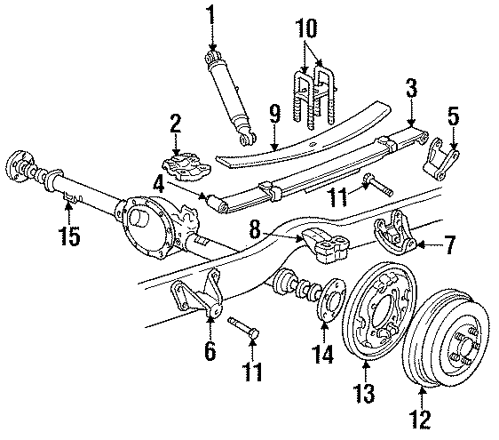 REAR SUSPENSION. AXLE HOUSING. BRAKE COMPONENTS. SUSPENSION COMPONENTS.