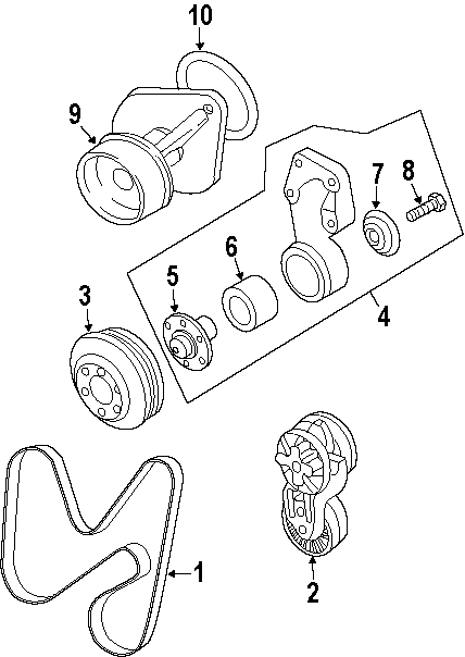 Diagram BELTS & PULLEYS. WATER PUMP. for your 2021 Jeep Wrangler   