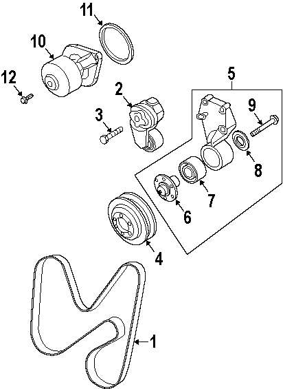 Diagram BELTS & PULLEYS. WATER PUMP. for your 2021 Jeep Wrangler   