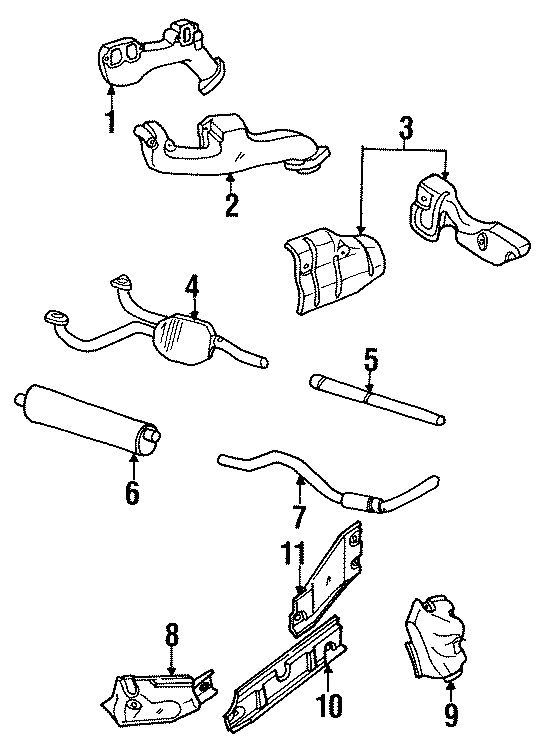 11EXHAUST SYSTEM. EXHAUST COMPONENTS. MANIFOLD.https://images.simplepart.com/images/parts/motor/fullsize/TA94302.png