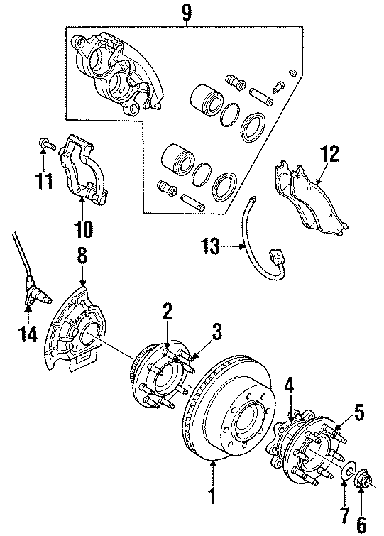 9FRONT SUSPENSION. BRAKE COMPONENTS.https://images.simplepart.com/images/parts/motor/fullsize/TA94425.png