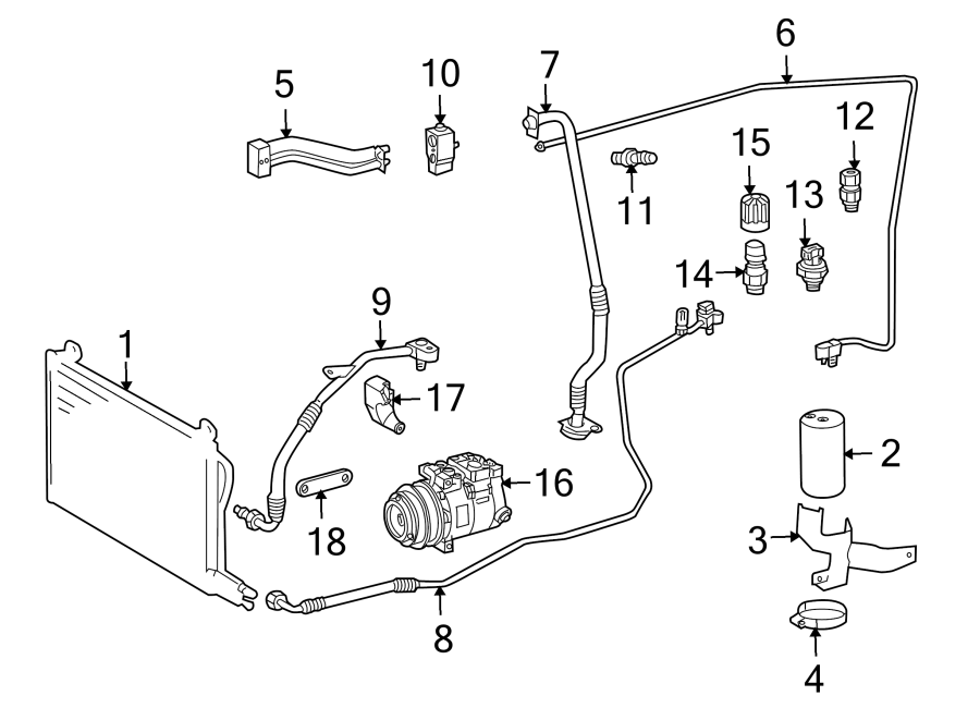 18Air conditioner & heater. Compressor & lines. Condenser.https://images.simplepart.com/images/parts/motor/fullsize/TB03060.png