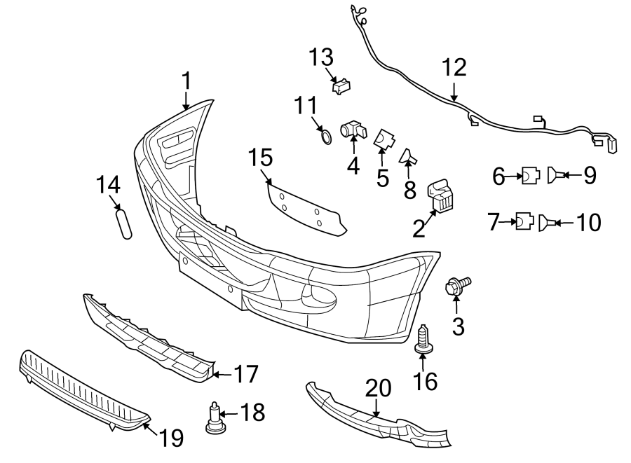 1Front bumper. Restraint systems. Bumper & components.https://images.simplepart.com/images/parts/motor/fullsize/TB07005.png