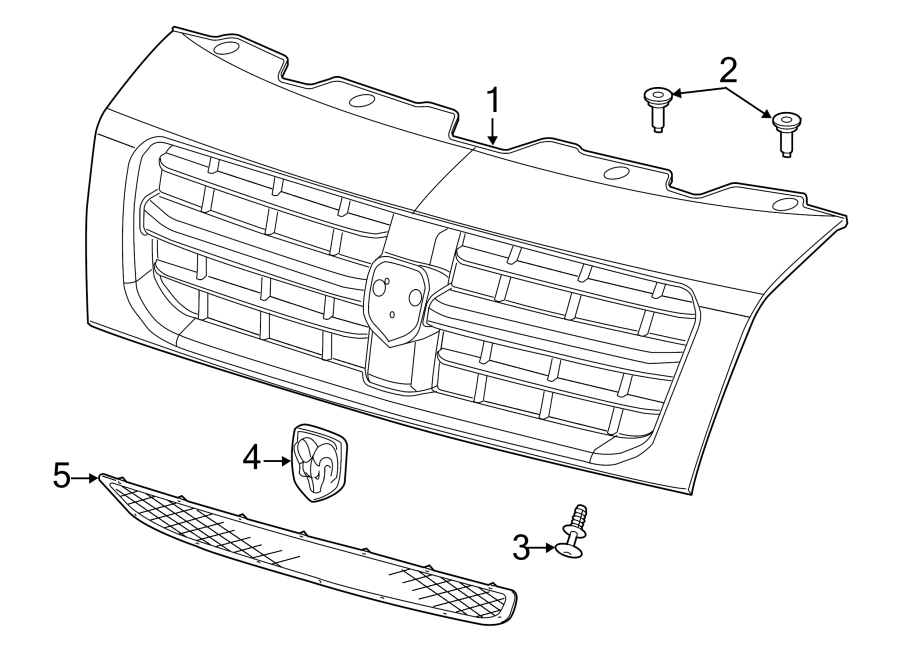 Diagram FRONT BUMPER & GRILLE. GRILLE & COMPONENTS. for your Ram ProMaster 3500  