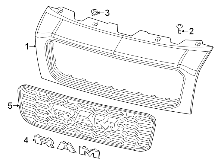 Diagram FRONT BUMPER & GRILLE. GRILLE & COMPONENTS. for your Ram ProMaster 3500  