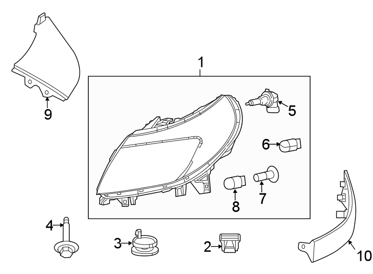 Diagram Front lamps. Headlamp components. for your Chrysler Concorde  