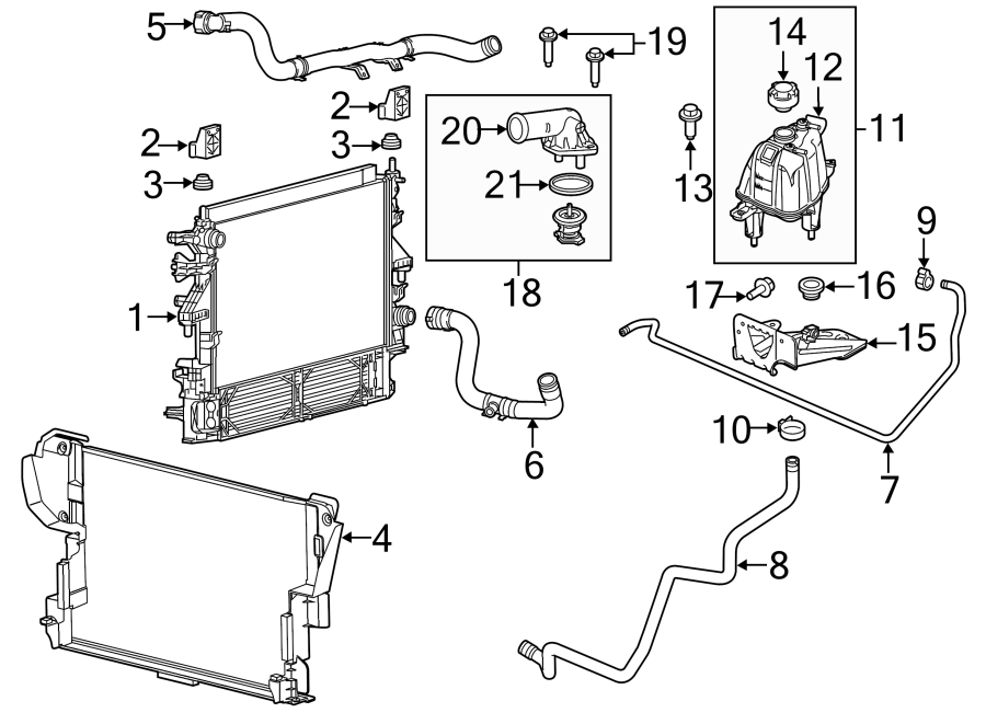 Diagram Radiator & components. for your 2016 Jeep Wrangler   