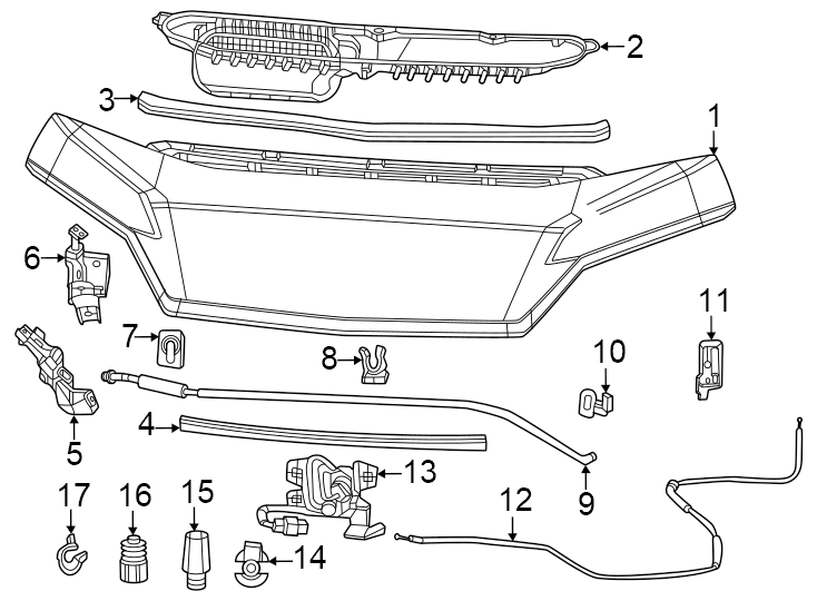 Diagram Hood & components. for your 2016 Ram ProMaster 3500  Base Cutaway Van 