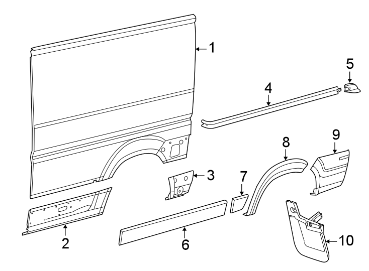 Diagram EXTERIOR TRIM. SIDE PANEL & COMPONENTS. for your Ram ProMaster 3500  