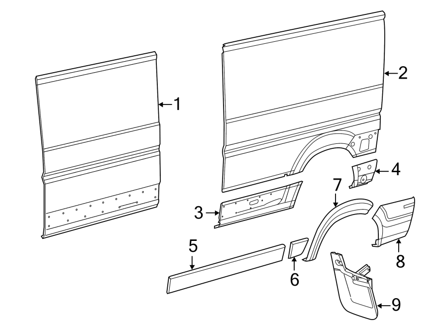 EXTERIOR TRIM. SIDE PANEL & COMPONENTS. Diagram