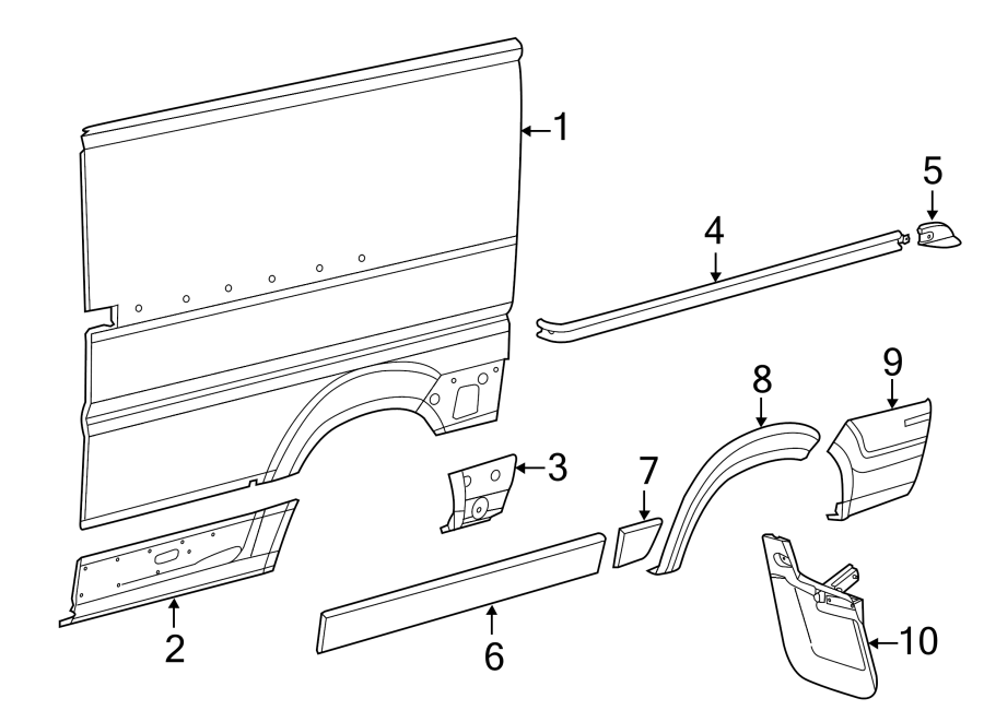 Diagram EXTERIOR TRIM. SIDE PANEL & COMPONENTS. for your Ram ProMaster 3500  