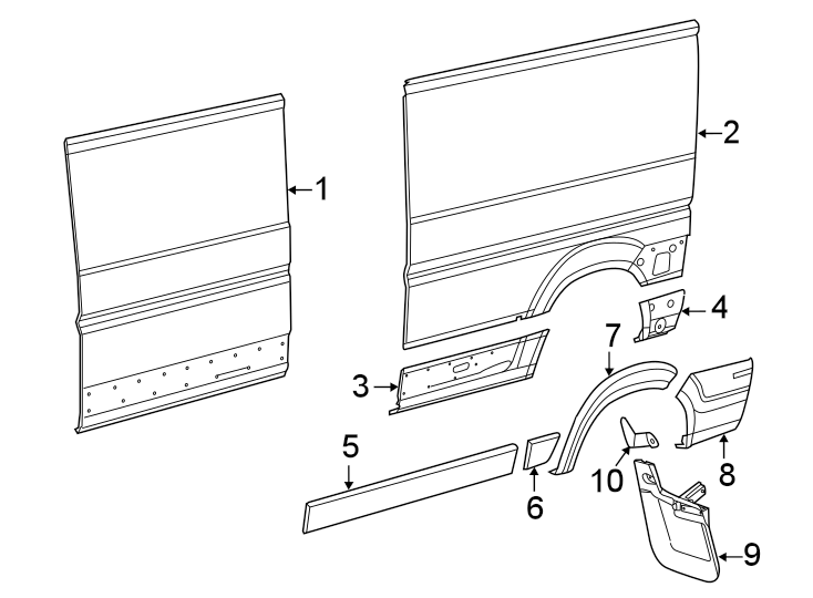 EXTERIOR TRIM. SIDE PANEL & COMPONENTS. Diagram