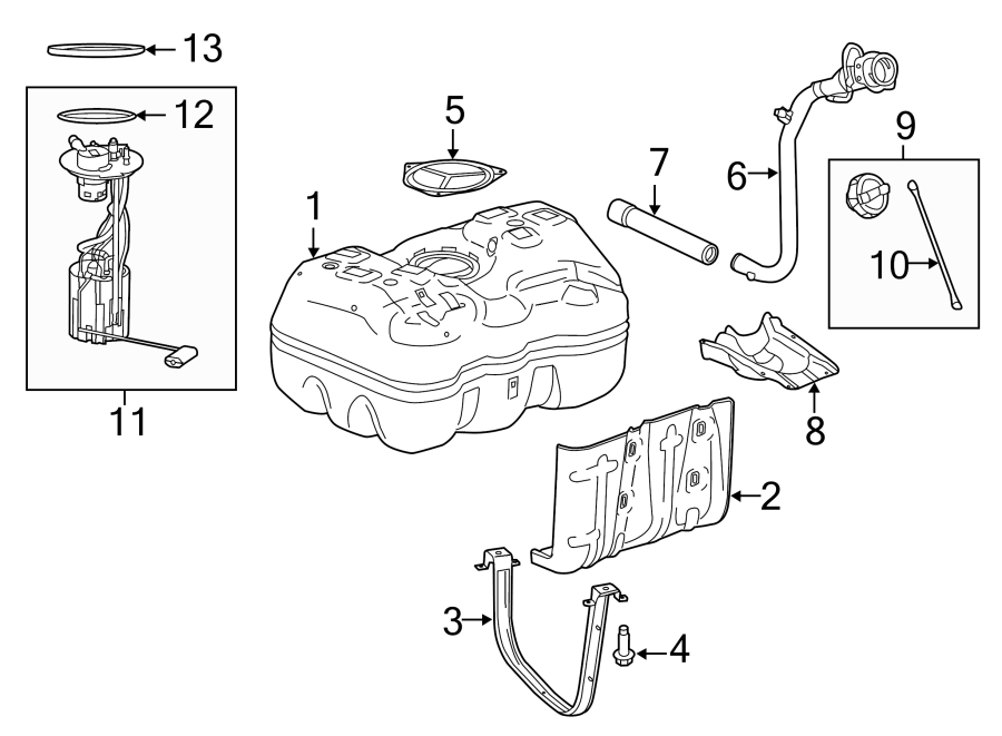 13Fuel system components.https://images.simplepart.com/images/parts/motor/fullsize/TB14760.png