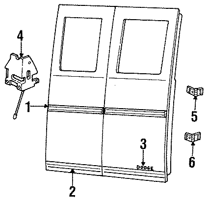 3REAR LOADING DOOR. EXTERIOR TRIM. HARDWARE.https://images.simplepart.com/images/parts/motor/fullsize/TB8190.png