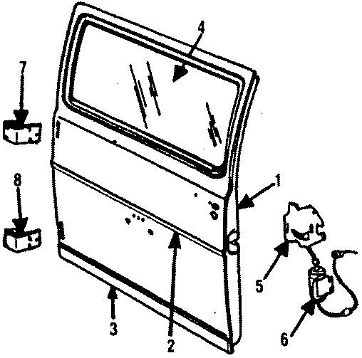 5REAR LOADING DOOR. DOOR & COMPONENTS. EXTERIOR TRIM. GLASS & HARDWARE.https://images.simplepart.com/images/parts/motor/fullsize/TB8200.png