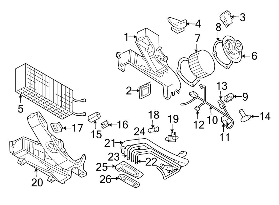 15Air conditioner & heater. Rear suspension. Evaporator & heater components.https://images.simplepart.com/images/parts/motor/fullsize/TB94152.png