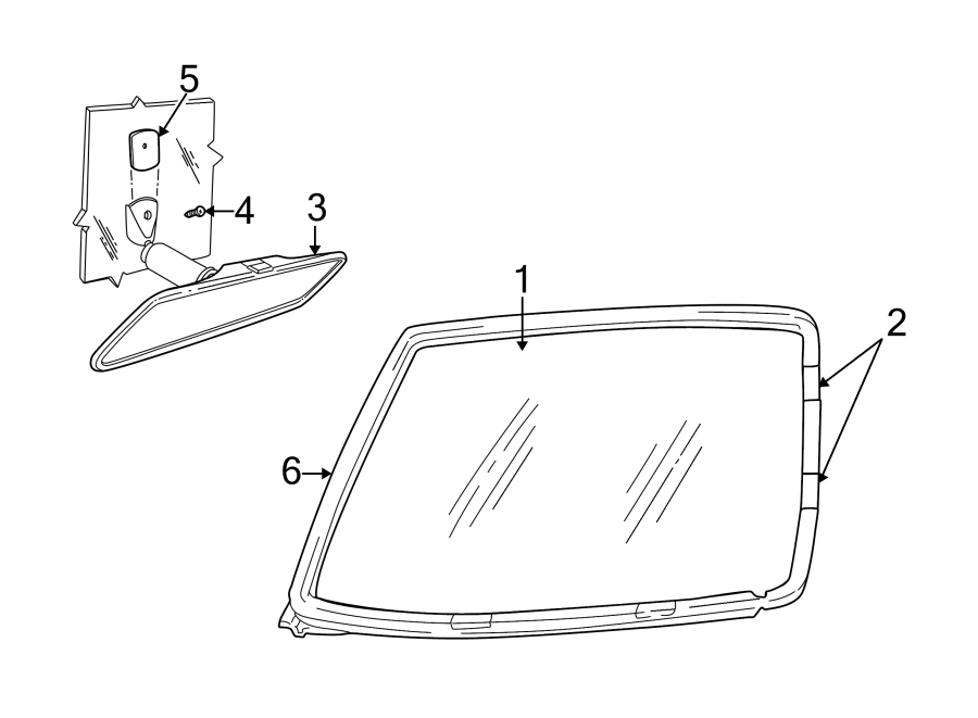 3WINDSHIELD. GLASS. REVEAL MOLDINGS.https://images.simplepart.com/images/parts/motor/fullsize/TB94350.png