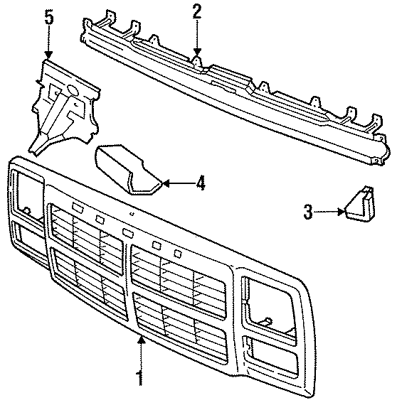 Diagram GRILLE & COMPONENTS. for your Dodge Ramcharger  