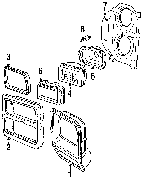 Diagram FRONT LAMPS. HEADLAMP COMPONENTS. for your Ram