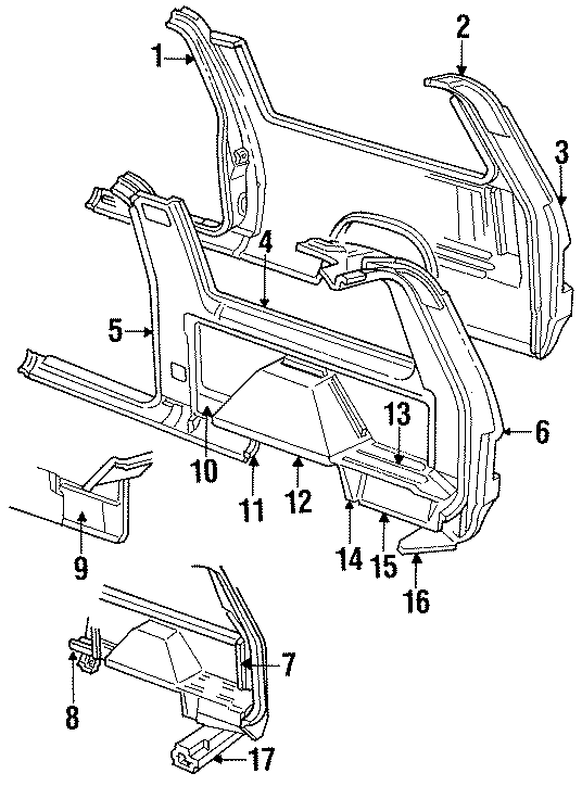 3QUARTER PANEL. INNER STRUCTURE & RAILS.https://images.simplepart.com/images/parts/motor/fullsize/TC1112.png