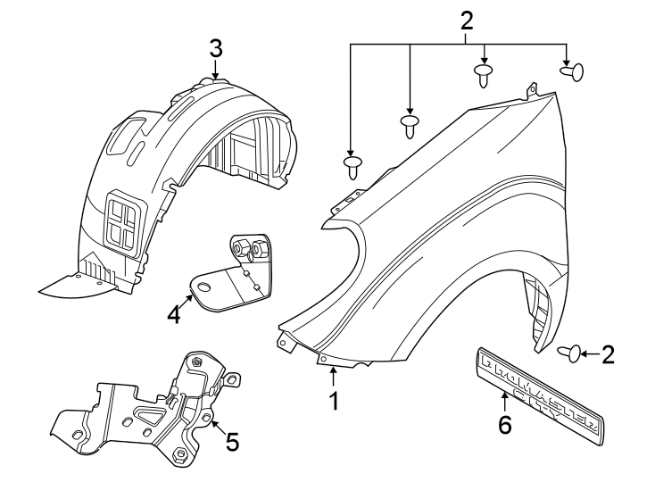 Diagram Exterior trim. Fender & components. for your 2020 Ram ProMaster 3500  Base Cutaway Van 