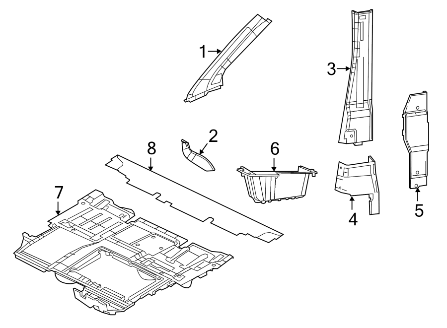 Diagram PILLARS. ROCKER & FLOOR. INTERIOR TRIM. for your 2017 Ram ProMaster 3500   