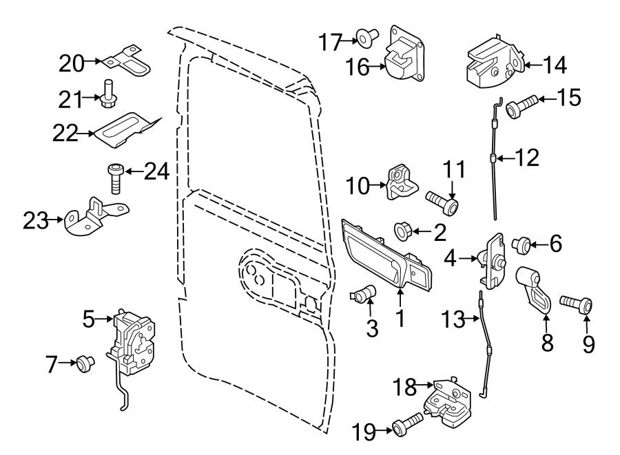 Diagram BACK DOOR. LOCK & HARDWARE. for your 2015 Ram ProMaster 3500  Base Extended Cargo Van 