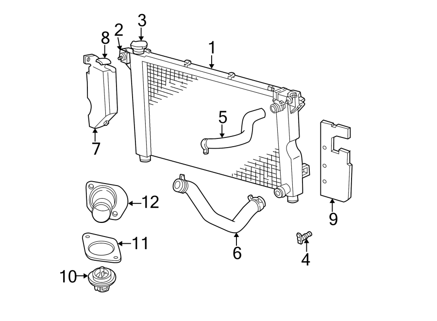 Diagram RADIATOR & COMPONENTS. for your 2017 Ram ProMaster 3500   