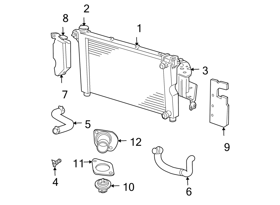 Diagram RADIATOR & COMPONENTS. for your Dodge Caravan  