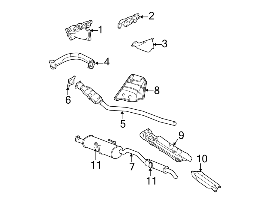 EXHAUST SYSTEM. EXHAUST COMPONENTS. MANIFOLD.