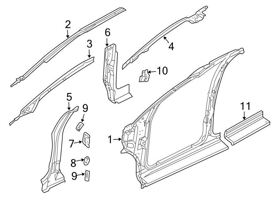 Diagram PILLARS. ROCKER & FLOOR. UNISIDE. for your 2018 Jeep Grand Cherokee 5.7L HEMI V8 A/T AWD Trailhawk Sport Utility 