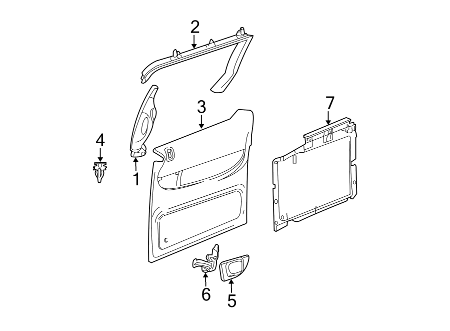 Diagram SIDE LOADING DOOR. INTERIOR TRIM. for your Dodge Grand Caravan  